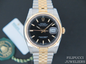 Rolex Datejust Gold/Steel Black Dial NEW 116233 FULL STICKERS 2020 