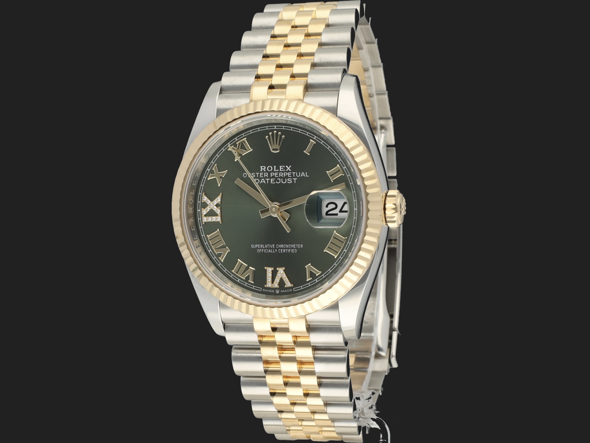Rolex Datejust Gold Steel Green Diamond Dial 126233 Watches Filipucci Juweliers