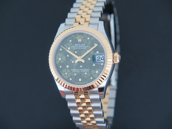 Rolex - Datejust 31 Gold/Steel Green Floral Diamond Dial 278273 NEW