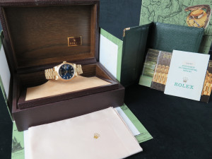 Rolex Day-Date Yellow Gold Bark Finish Blue Diamond Dial 18248