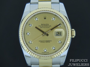 Rolex Datejust Gold/Steel Champagne Diamond Dial 116233