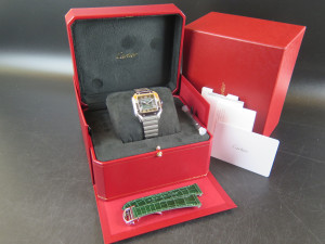 Cartier Santos Medium Steel Green Roman Dial NEW WSSA0061