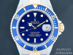 Rolex Submariner Date Gold/Steel Blue Dial 16613 