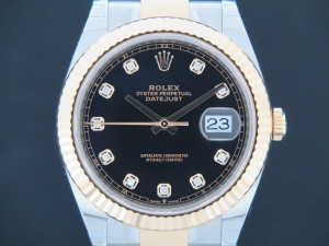 Rolex Datejust 41 Gold/Steel Black Diamond Dial 126333 NEW 