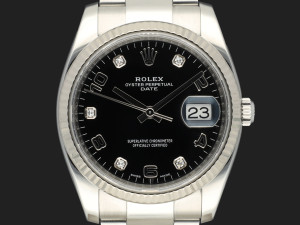 Rolex Date 34 Black Diamond Dial 115234
