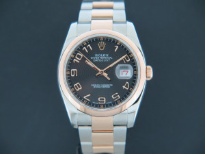 Rolex Datejust Everose / Steel 116201 Black Concentric Dial