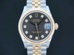 Rolex Datejust 31 Gold/Steel Dark Grey Diamond Dial 278273 NEW