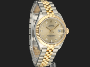 Rolex Lady-Datejust 28 Gold/Steel Champagne Diamond Dial 279173