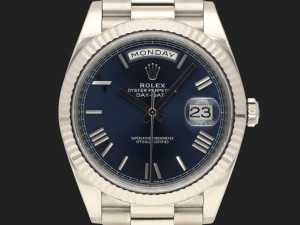 Rolex Day-Date 40 White Gold Blue Roman Dial 228239