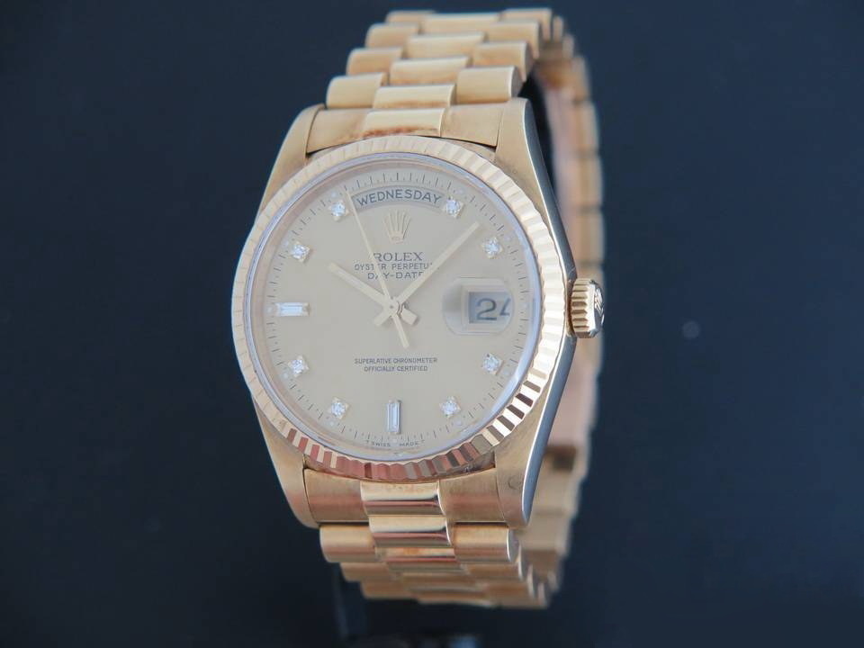 Rolex Day-Date Yellow Gold Champagne Diamond Dial 18238