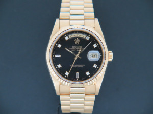 Rolex Day-Date Yellow Gold Black Diamond Dial 18238