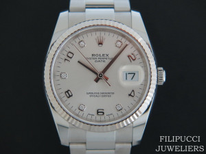 Rolex Date Silver Diamonds  115234  