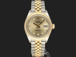 Rolex Lady-Datejust 28 Gold/Steel Champagne Diamond Dial 279173