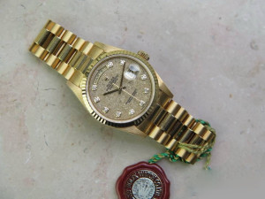 Rolex Day-Date Yellow Gold 18238  N.O.S. Fossil / Jurassic Park / Diamond Dial 