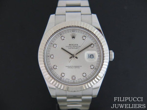 Rolex Datejust II Silver Diamond Dial 116334 