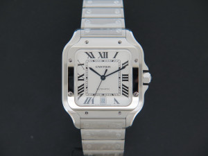 Cartier Santos Large Date Steel Roman Dial NEW WSSA0018