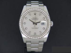 Rolex Datejust Silver Diamond Dial and Bezel 116244   