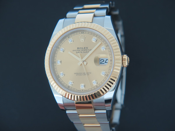 Rolex - Datejust 41 Gold/Steel Champagne Diamond Dial 126333