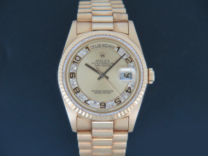 Rolex Day-Date Yellow Gold Champagne Diamond Dial 18238