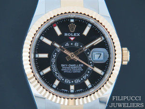 Rolex Sky-Dweller Gold/Steel Black NEW 326933