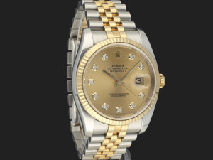 Rolex Datejust Gold/Steel Champagne Diamond Dial 116233