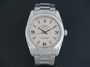 Rolex Air-King 3 6 9 Silver Dial pink index 114200 