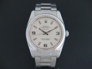 Rolex Air-King 3 6 9 Silver Dial pink index 114200