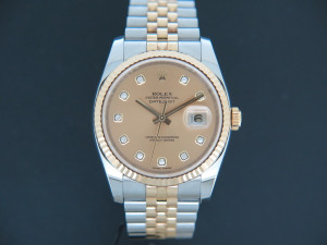 Rolex Datejust Gold/Steel Champagne Diamond Dial 116233 