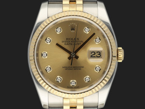 Rolex Datejust Gold/Steel Champagne Diamond Dial 116233