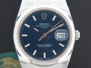 Rolex Date 115200 Blue Dial NEW
