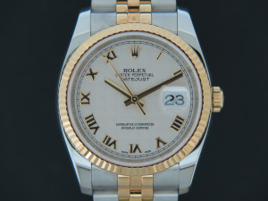 Rolex Datejust Gold/Steel White Pyramide Dial 116233