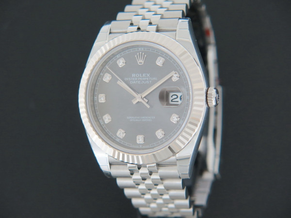 Rolex - Datejust 41 Rhodium Diamond Dial NEW 126334 FULL STICKERS