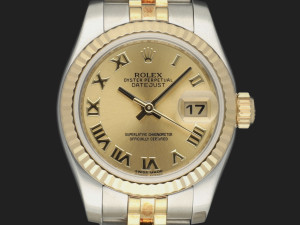 Rolex Lady-Datejust 26 Gold/Steel Champagne Roman Dial 179173