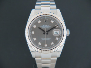 Rolex Datejust 41 Rhodium Diamond Dial NEW 126334