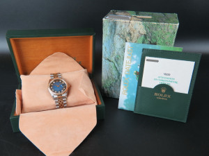Rolex Datejust Gold/Steel 16233 Blue Vignette Diamond Dial 