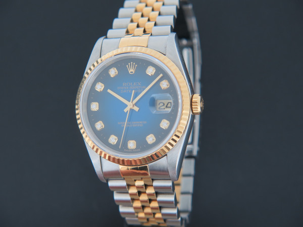 Rolex - Datejust Gold/Steel Blue Vignette Diamond Dial 16233