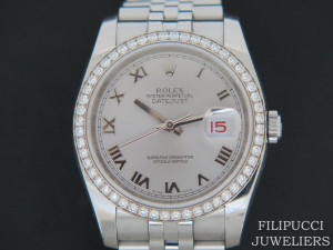 Rolex Datejust Silver Dial and Diamond Bezel 116244