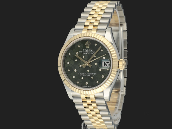 Rolex - Datejust 31 Gold/Steel Green Floral Diamond Dial 278273 NEW