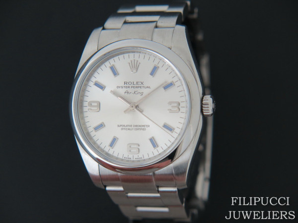 Rolex - Air-King 3 6 9 Silver Dial With Purple Index 114200 