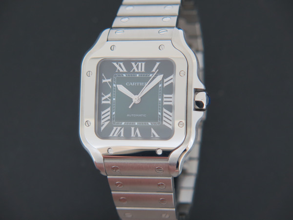 Cartier - Santos Medium Steel Green Roman Dial NEW WSSA0061