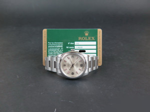 Rolex Air-King 3 6 9 Silver Dial pink index 114200 