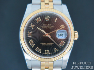 Rolex Datejust Gold/Steel Black Sunburst Dial 116233