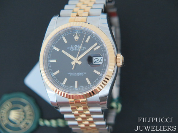 Rolex - Datejust Gold/Steel Black Dial NEW 116233 FULL STICKERS 2020 