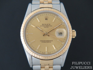 Rolex Date Gold/Steel 15233 Champagne Dial 