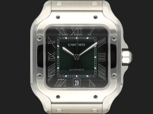 Cartier Santos Large Date Steel Green Roman Dial NEW WSSA0062