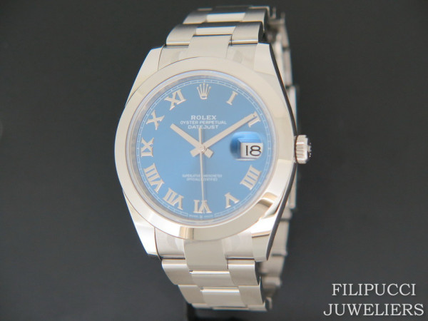 Rolex - Datejust 41 Blue Roman  Dial  126300  NEW  With Stickers