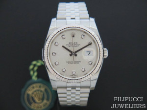 Rolex Datejust Silver Diamond Dial 116234 NEW