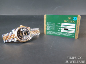 Rolex Datejust Gold/Steel Black Sunburst Dial 116233