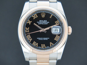 Rolex Datejust Everose/Steel Black Roman Dial 116201 