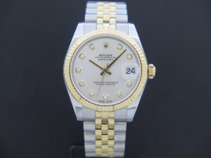 Rolex Datejust Gold/Steel Silver Diamonds 178273